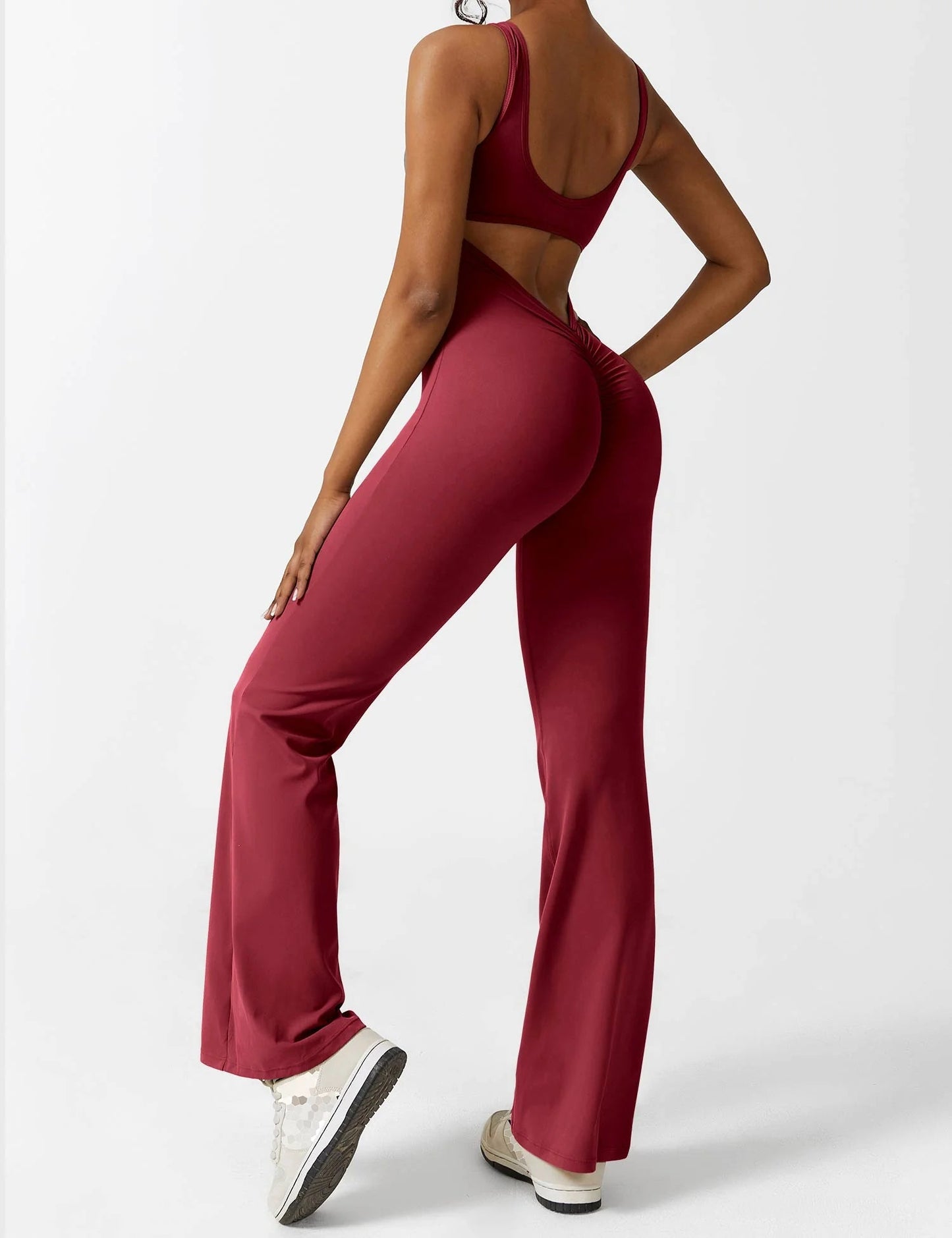 V-Back Flare Jumpsuit