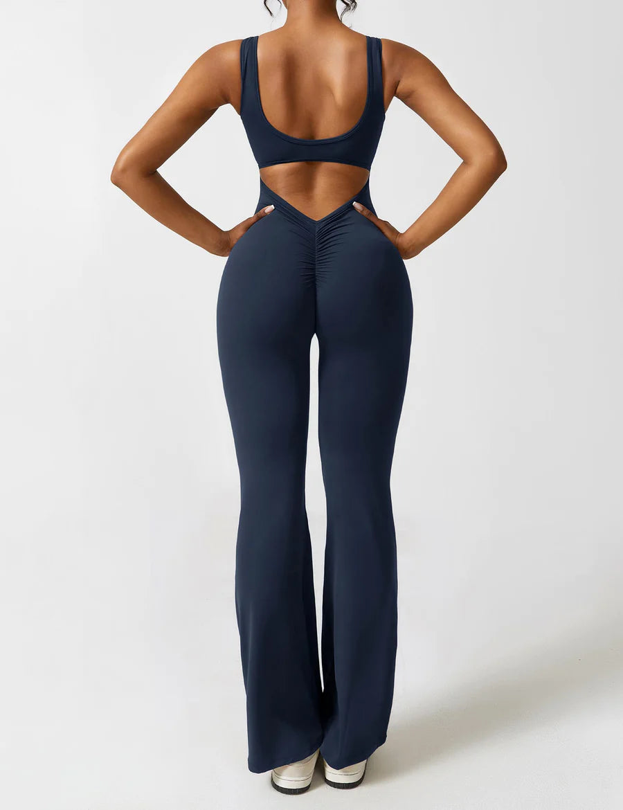 V-Back Flare Jumpsuit