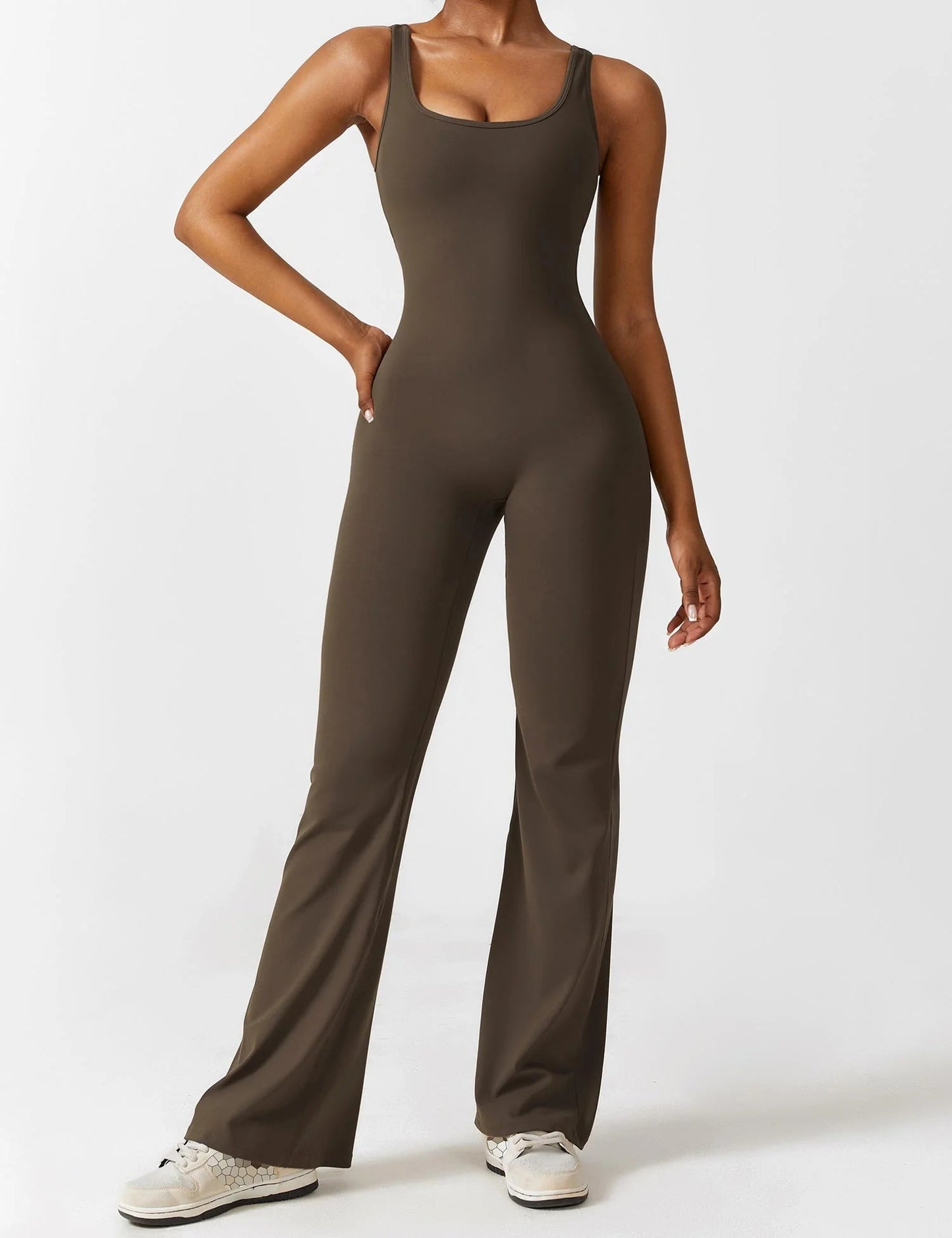 V-Back Flare Jumpsuit