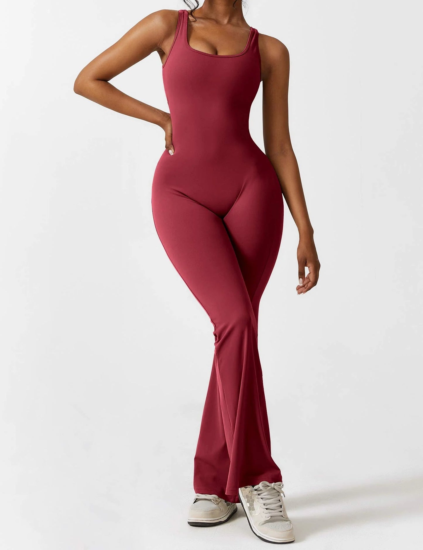 V-Back Flare Jumpsuit