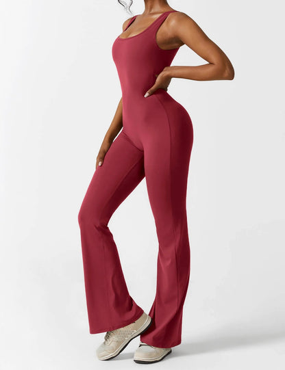 V-Back Flare Jumpsuit