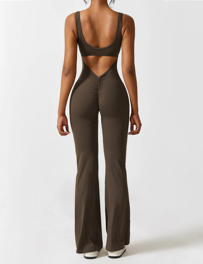 V-Back Flare Jumpsuit