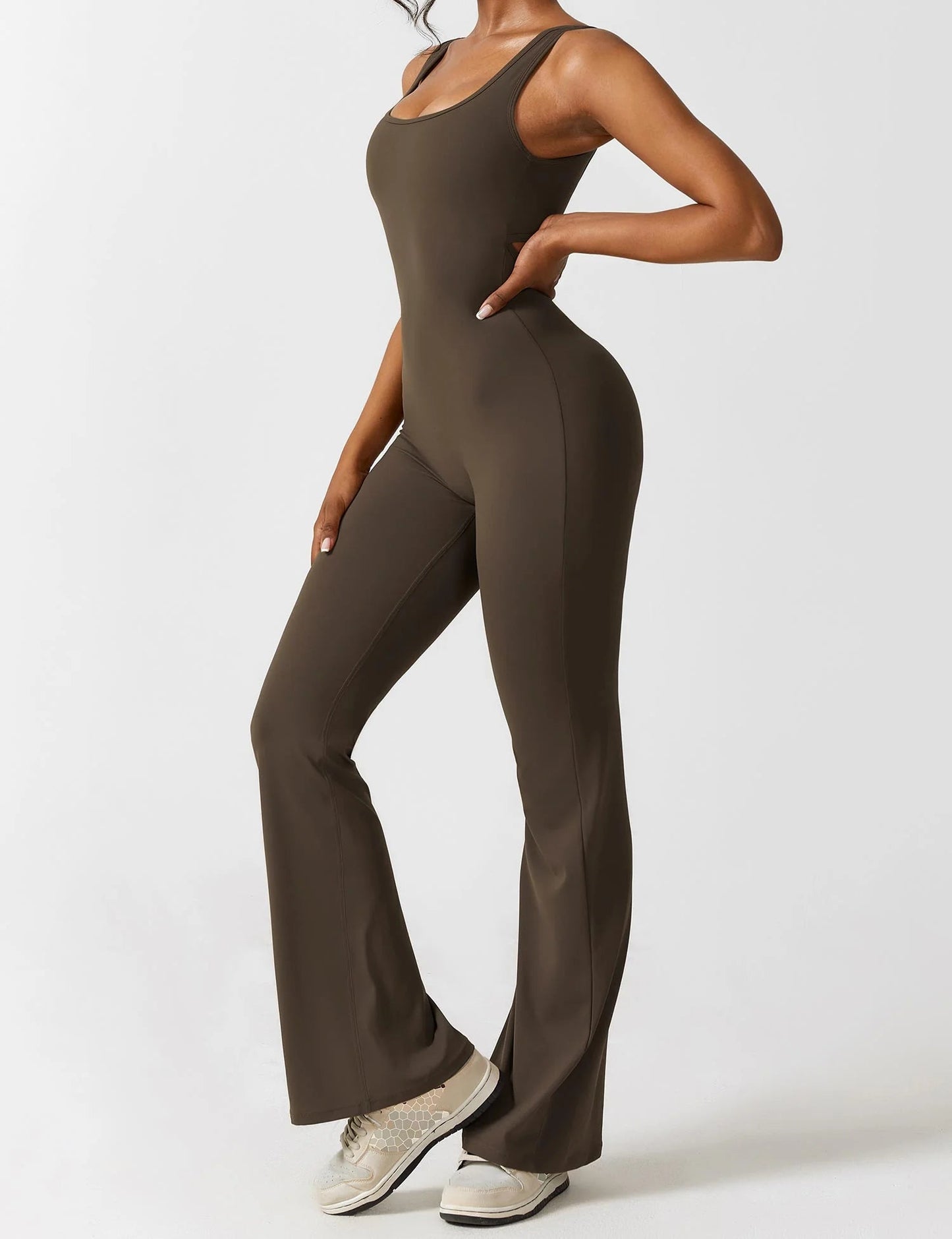 V-Back Flare Jumpsuit