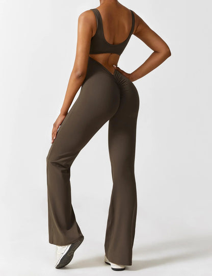 V-Back Flare Jumpsuit