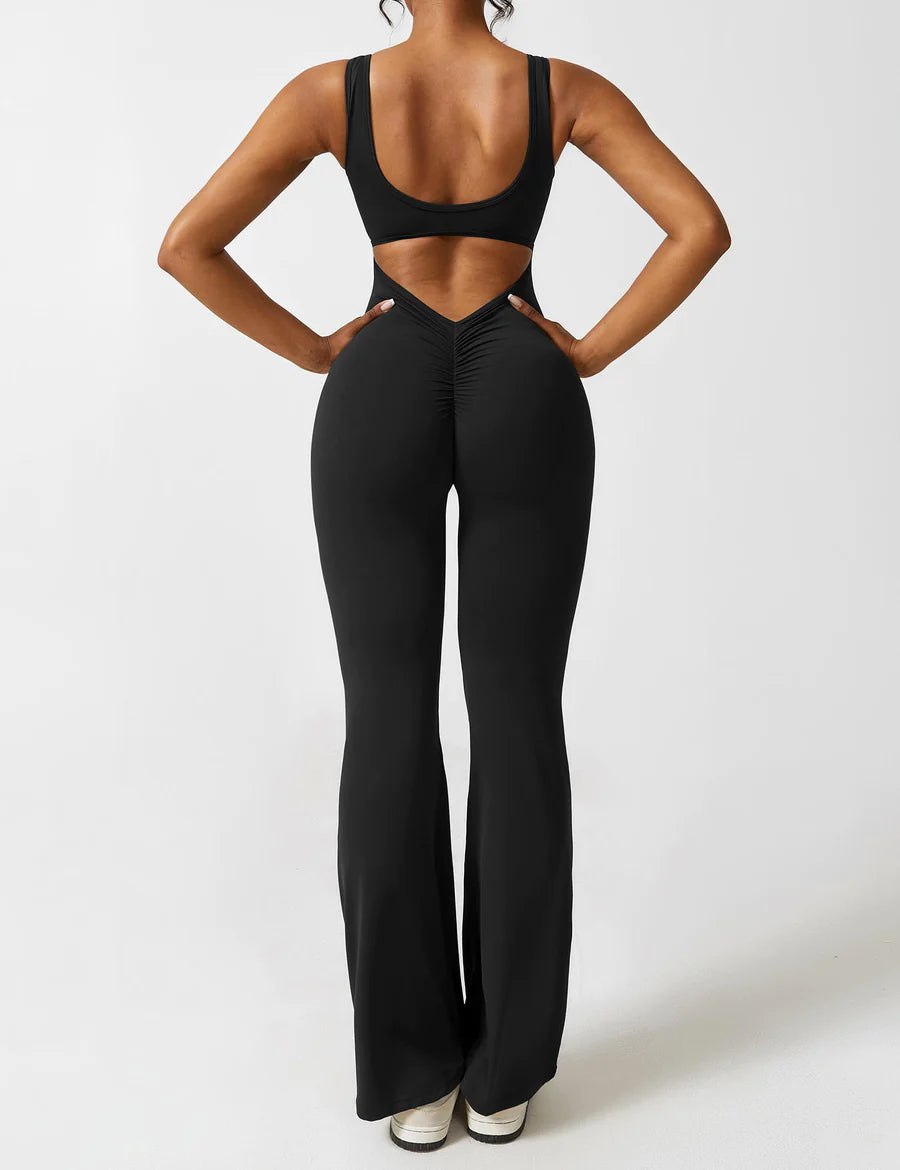 V-Back Flare Jumpsuit