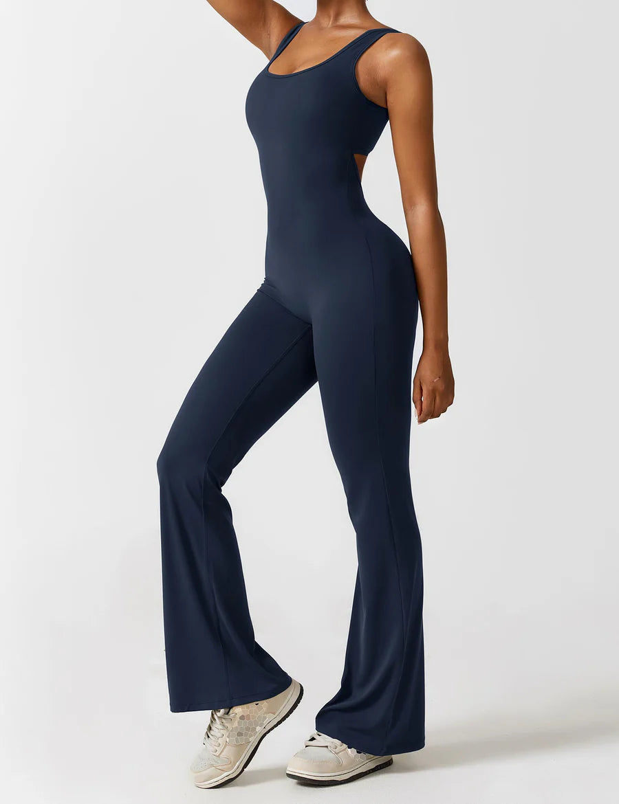 V-Back Flare Jumpsuit