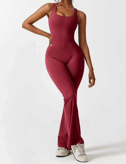 V-Back Flare Jumpsuit